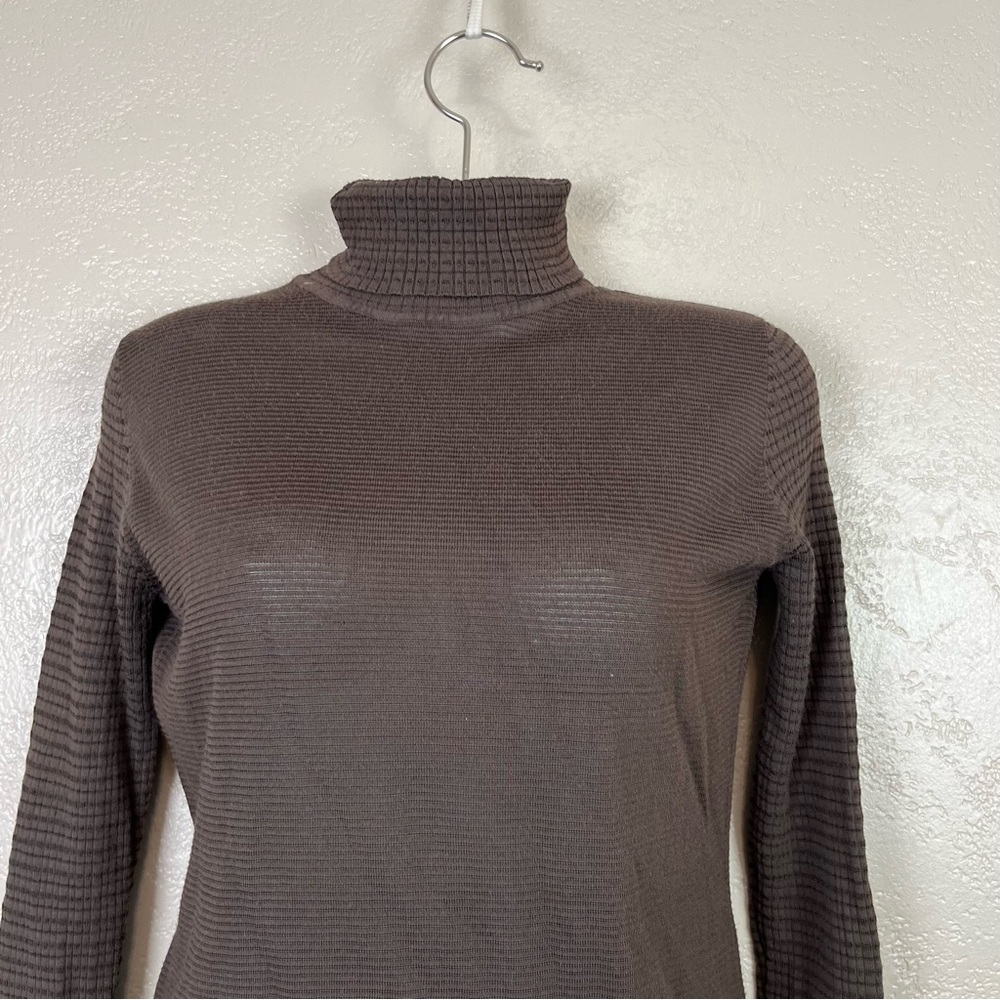 5 for $30 Etcétera women long sleeve turtleneck brown stretch blouse size M - Picture 6 of 14